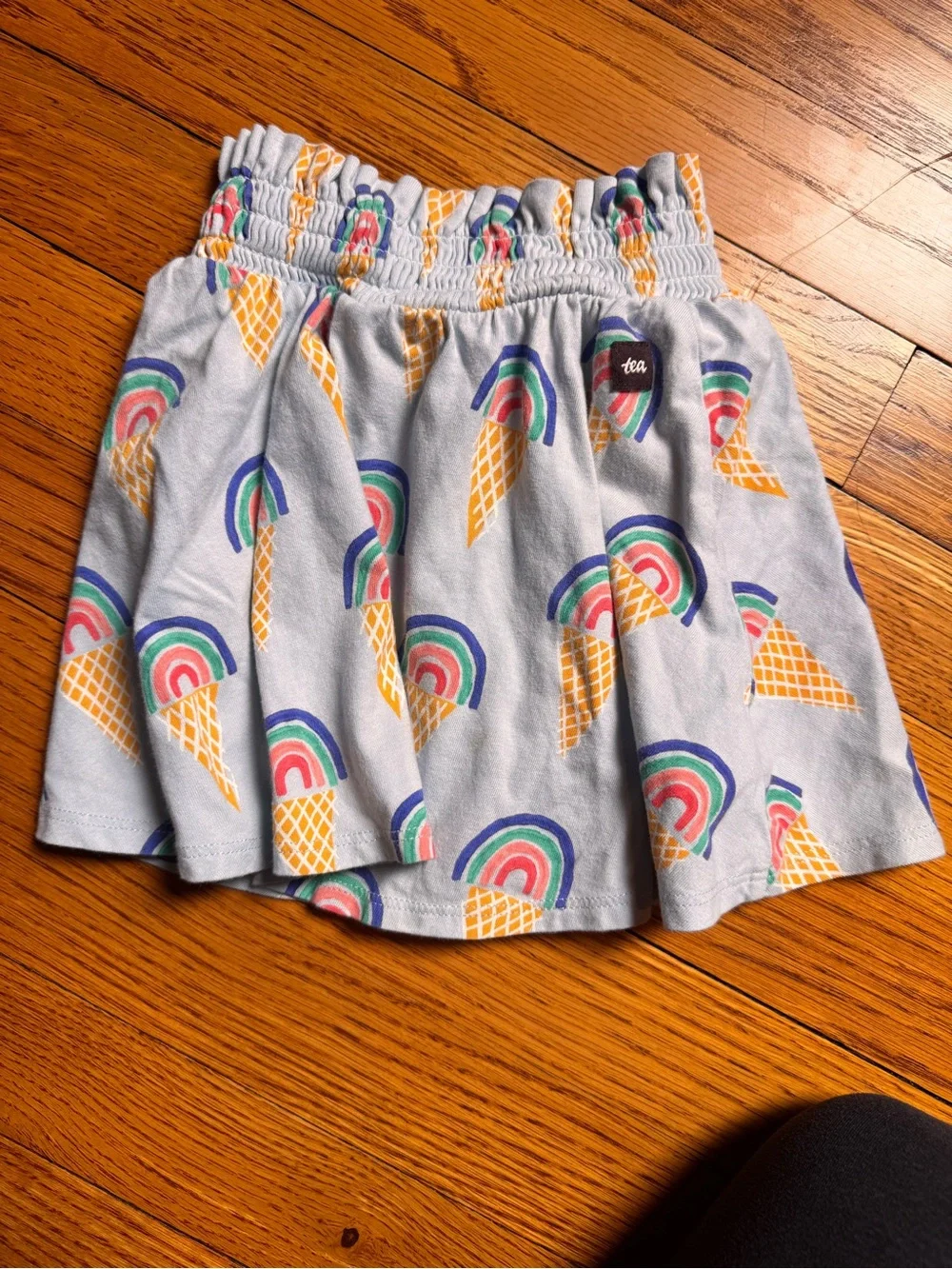 Tea Collection Light Blue Ice Cream Cone & Rainbow Skirt and Tea Shirt Outfit